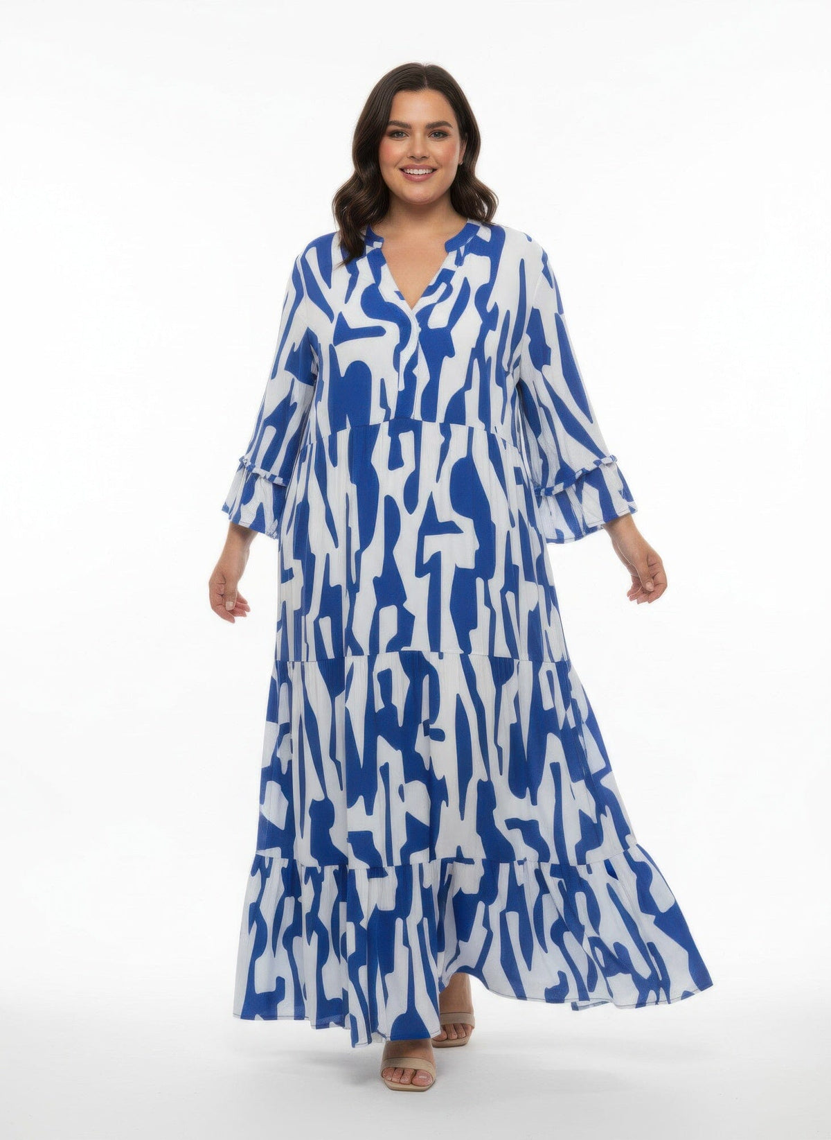 Women Plus Size Size Printed Long Dress Dresses jehouze 1XL 