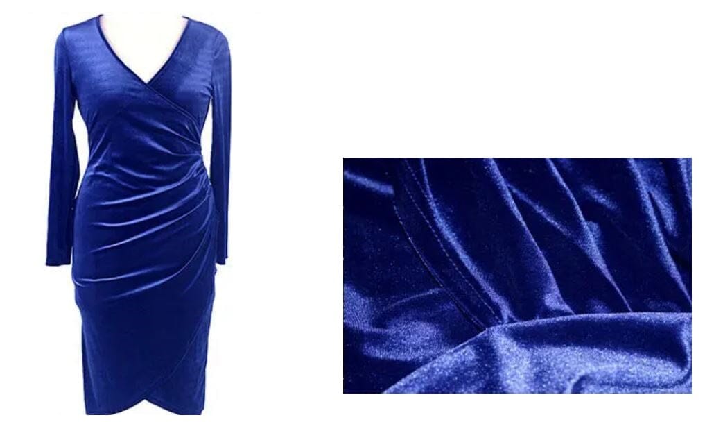 Elegant Velvet Irregular Hem Three Quarter Long Sleeve Plus Size Party Dress  - The Little Connection