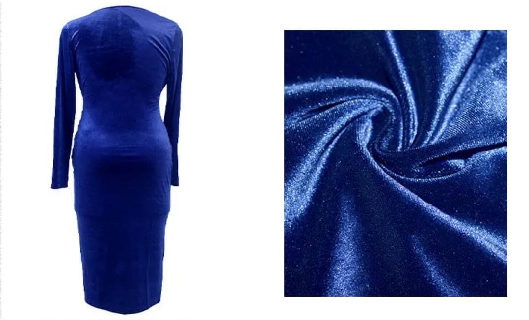 Women's Velvet Wrap V Neck Ruched Bodycon Midi Dress Chic Sexy