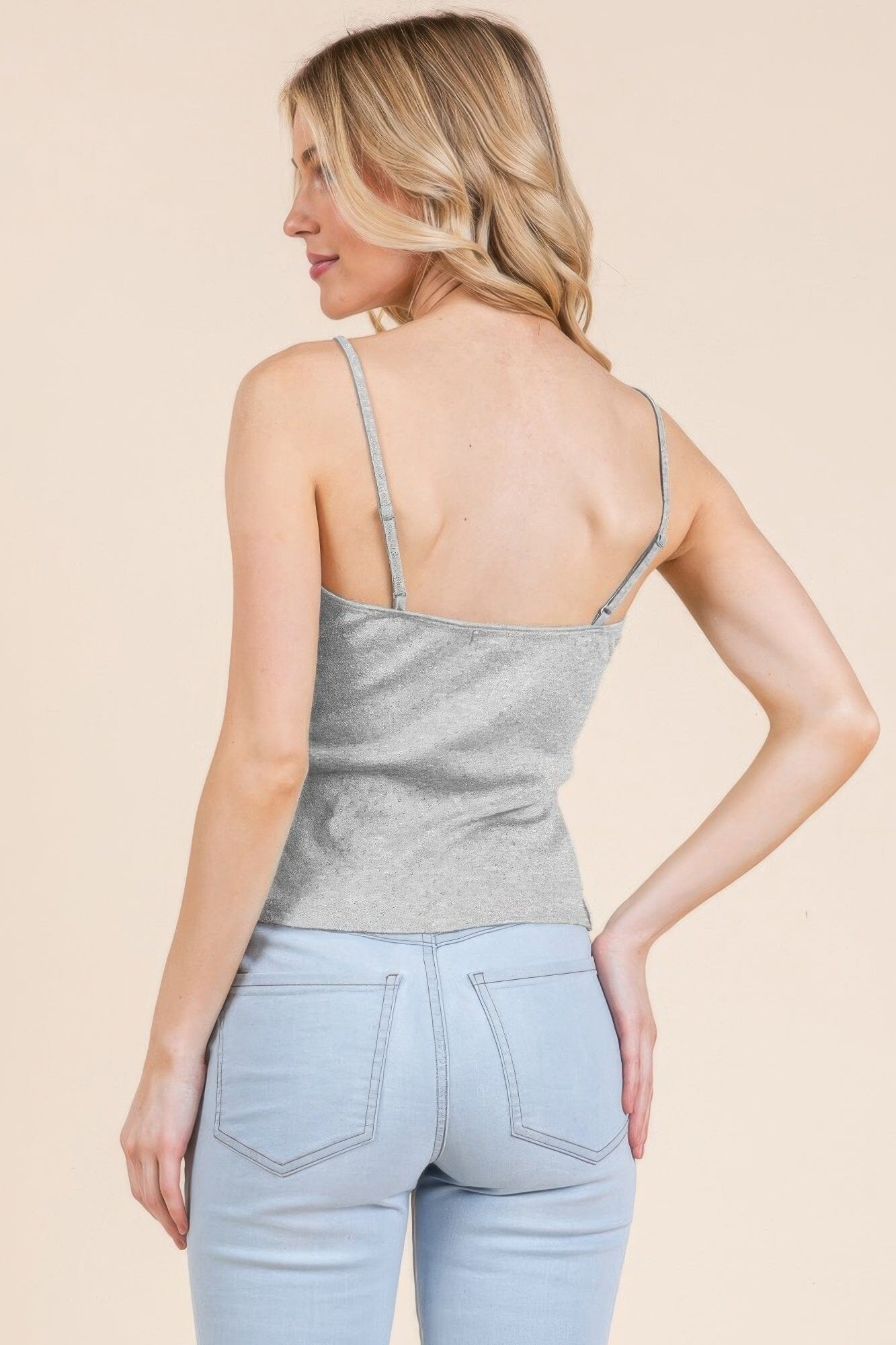 Women Pointelle lace Detail Cami Top Shirts & Tops jehouze 