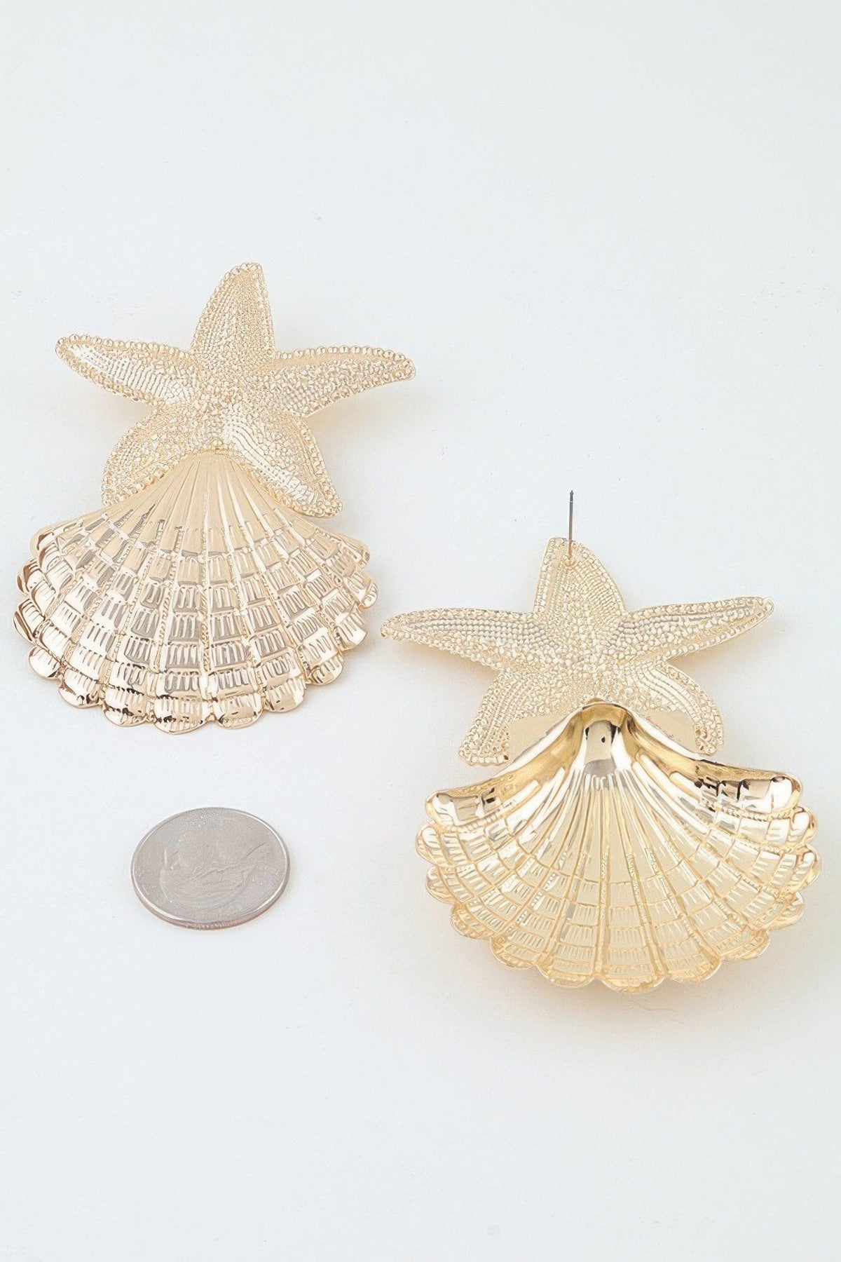 Women Polished Starfish Shell Drop Earrings Earrings jehouze 