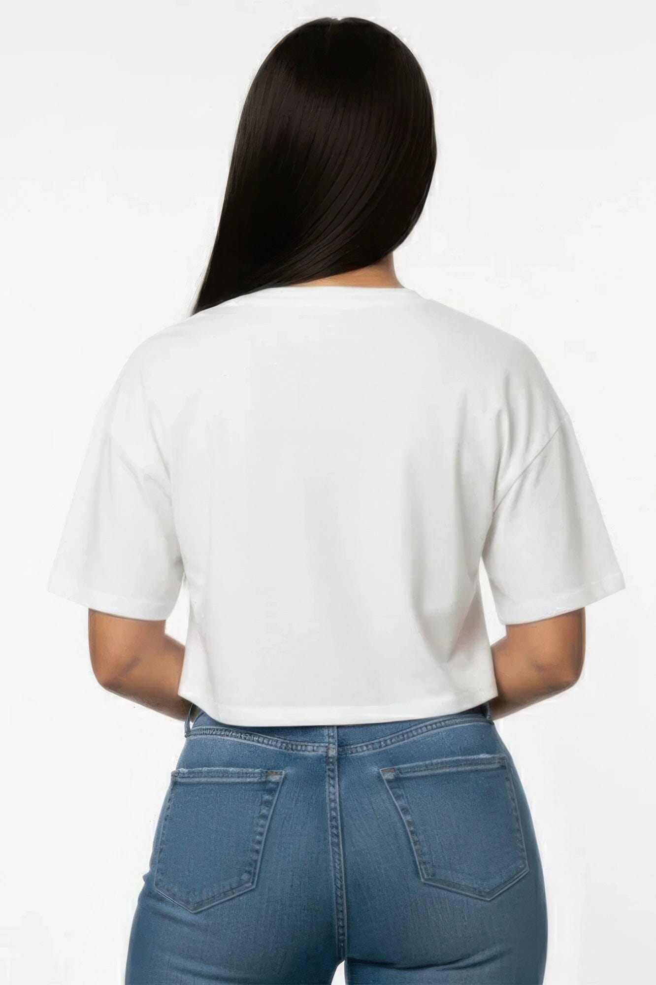 Women Premium Short Sleeve Round Neck Basic Crop Top Shirts & Tops jehouze 