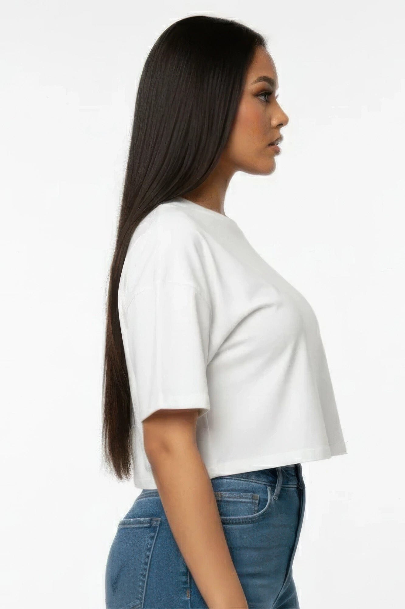 Women Premium Short Sleeve Round Neck Basic Crop Top Shirts & Tops jehouze 