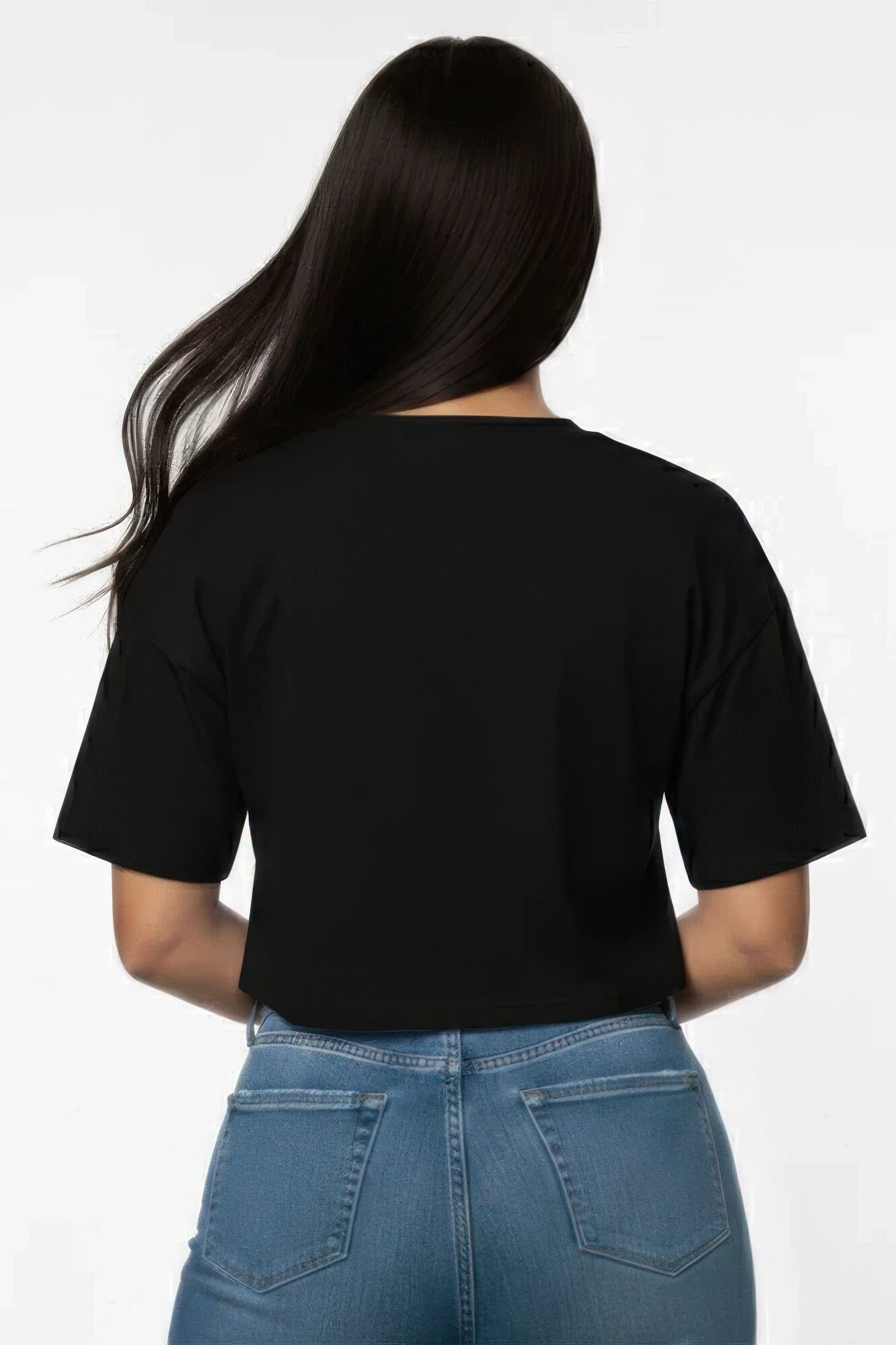Women Premium Short Sleeve Round Neck Basic Crop Top Shirts & Tops jehouze 