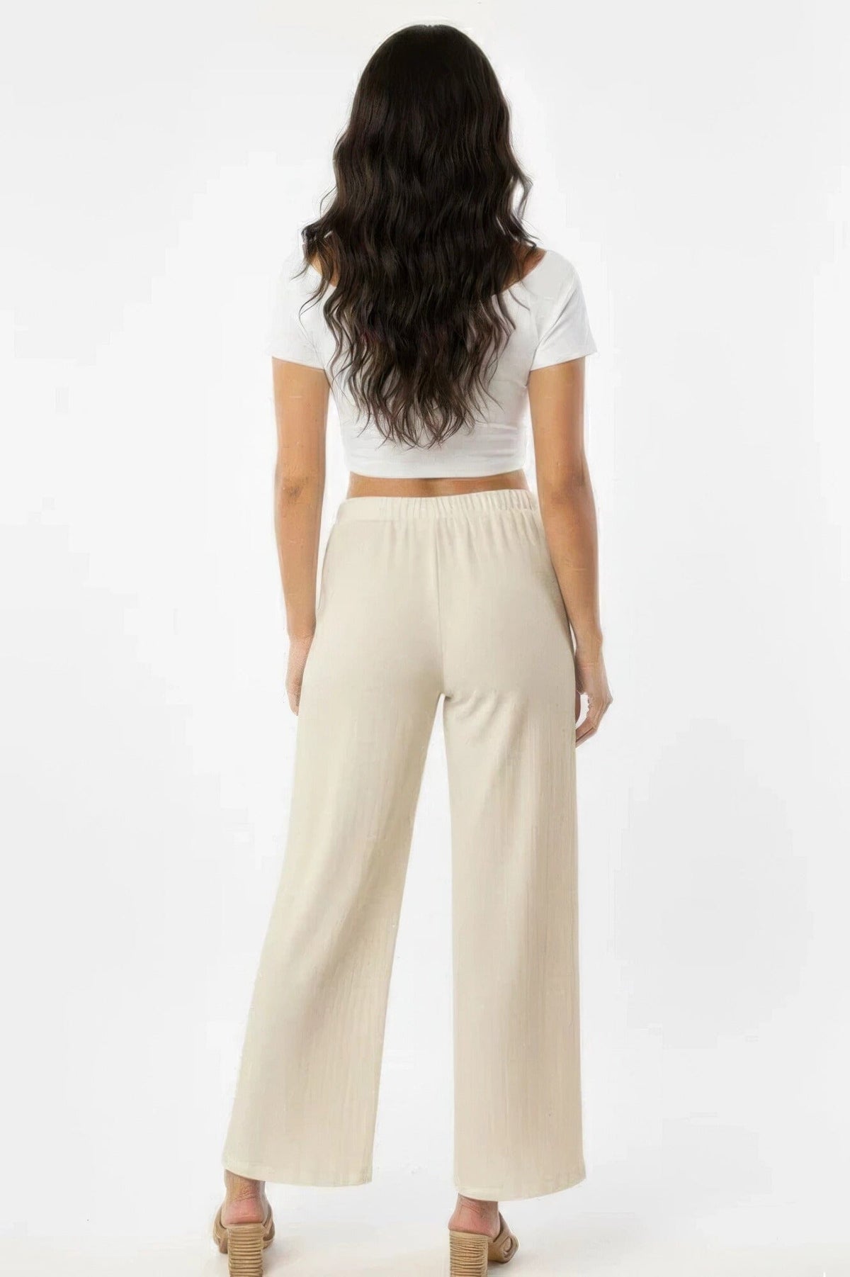 Women Relaxed Fit 100% Cotton Wide-leg Pants With Side Pockets Pants jehouze 