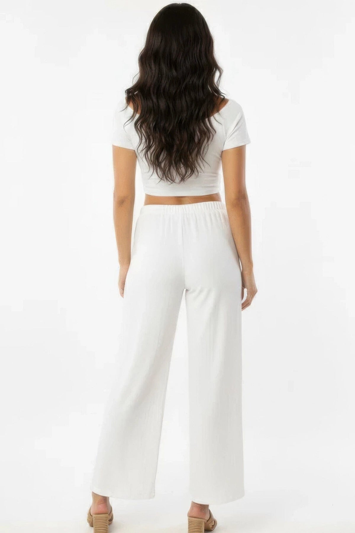 Women Relaxed Fit 100% Cotton Wide-leg Pants With Side Pockets Pants jehouze 