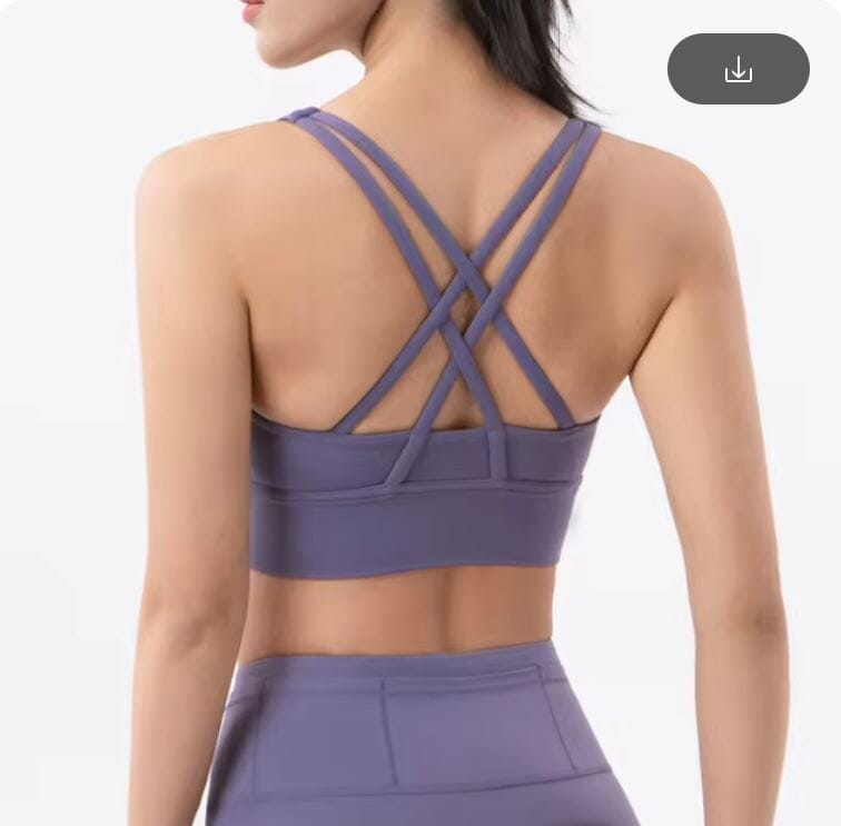 Women Removable Padded Yoga Double Spaghetti Thin Strap Workout Running Crop Activewear Top Activewear jehouze S Amethyst Purple 