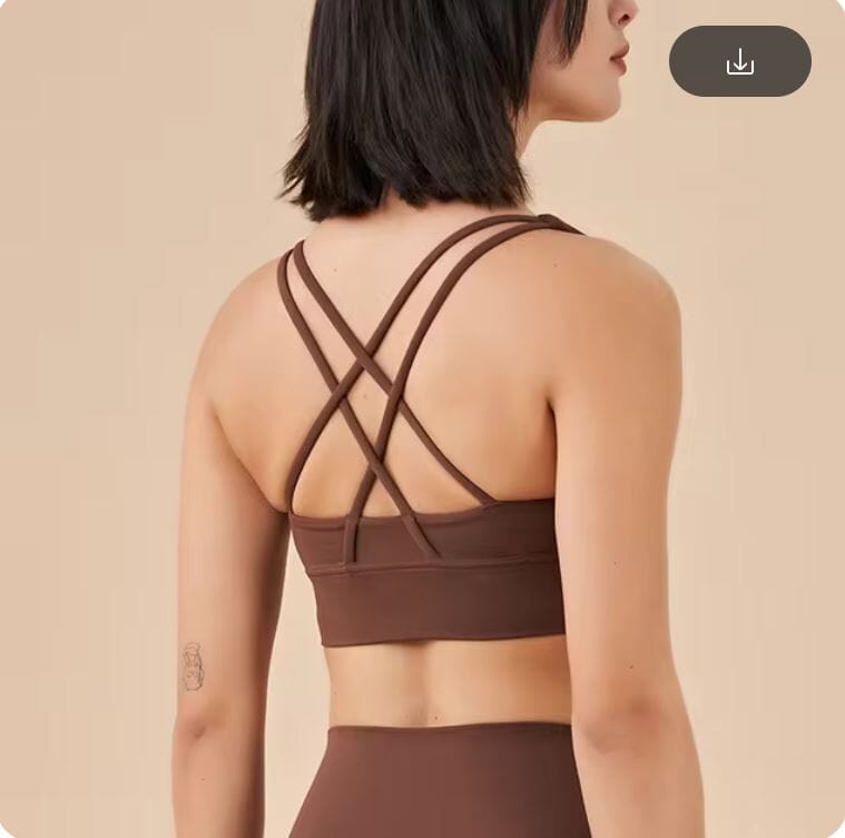 Women Removable Padded Yoga Double Spaghetti Thin Strap Workout Running Crop Activewear Top Activewear jehouze S Chestnut Brown 