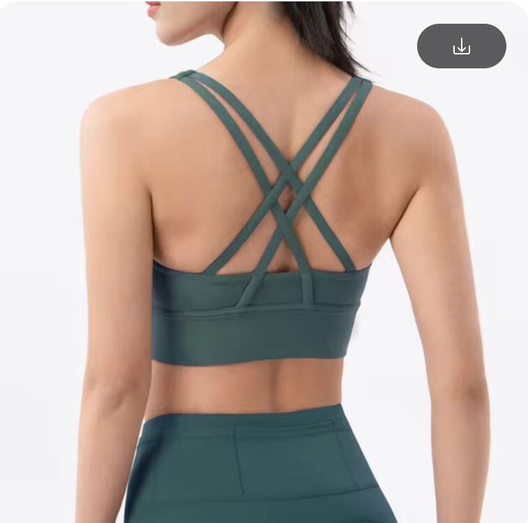 Women Removable Padded Yoga Double Spaghetti Thin Strap Workout Running Crop Activewear Top Activewear jehouze S Emerald Green 