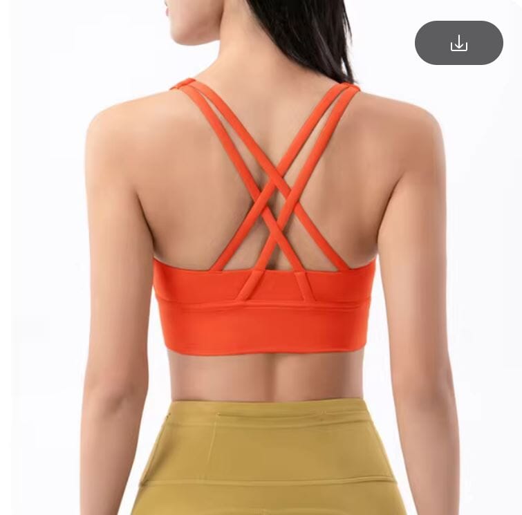 Women Removable Padded Yoga Double Spaghetti Thin Strap Workout Running Crop Activewear Top Activewear jehouze S Orange 