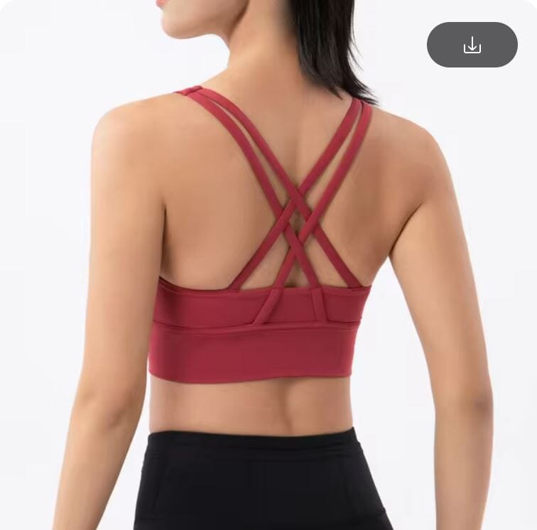 Women Removable Padded Yoga Double Spaghetti Thin Strap Workout Running Crop Activewear Top Activewear jehouze S Wine Red 