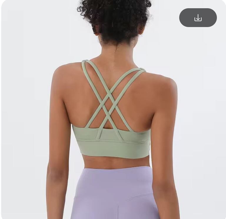 Women Removable Padded Yoga Double Spaghetti Thin Strap Workout Running Crop Activewear Top2 Activewear jehouze S Avocado Green 