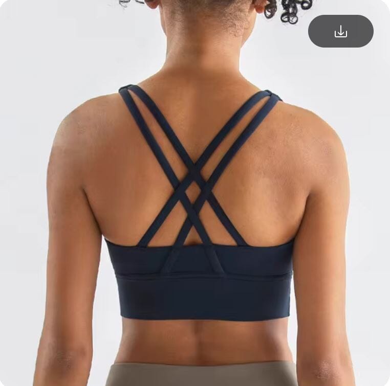 Women Removable Padded Yoga Double Spaghetti Thin Strap Workout Running Crop Activewear Top2 Activewear jehouze S Dark Blue 