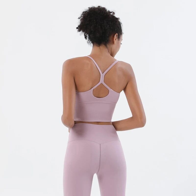 Women Removable Padded Yoga Spaghetti Thin Strap Workout Running Crop Activewear Top Activewear jehouze 