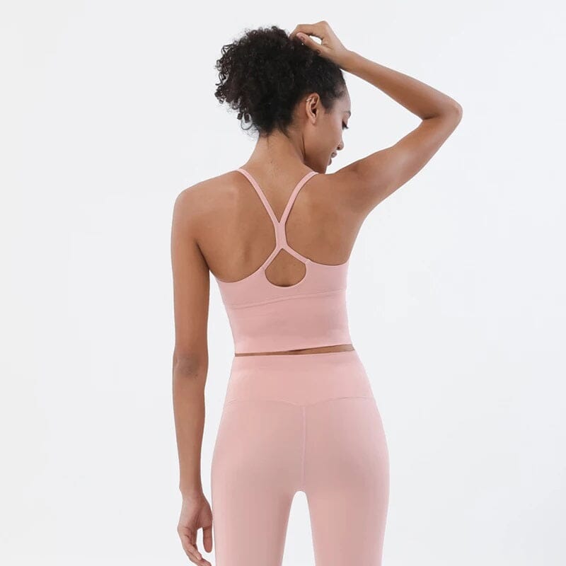 Women Removable Padded Yoga Spaghetti Thin Strap Workout Running Crop Activewear Top Activewear jehouze 