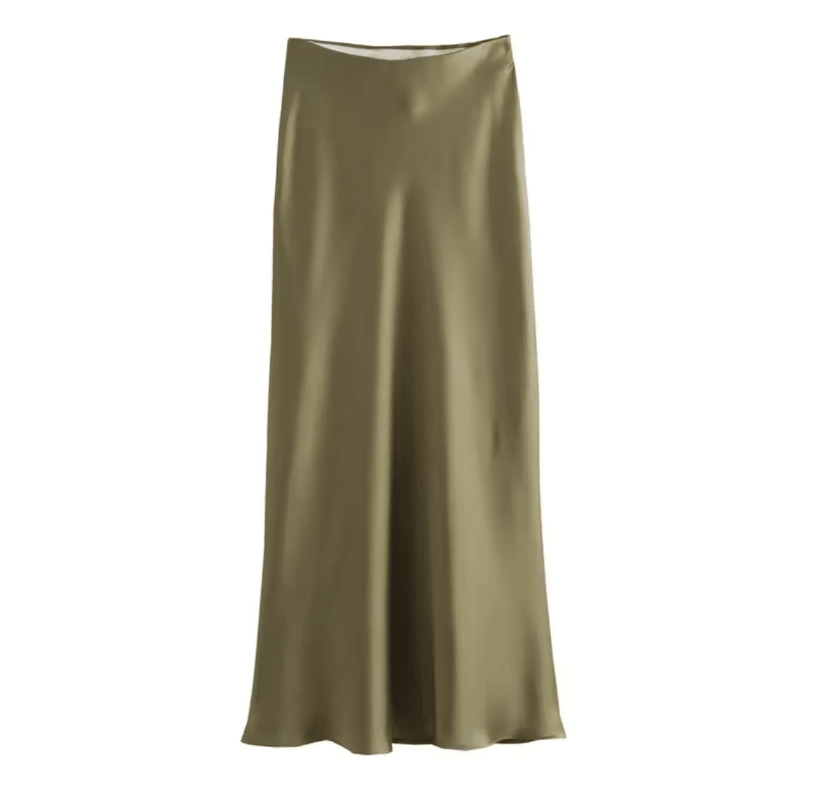 Women Satin High Waist Long Midi Skirt Skirts jehouze Army Green XS (US2) 