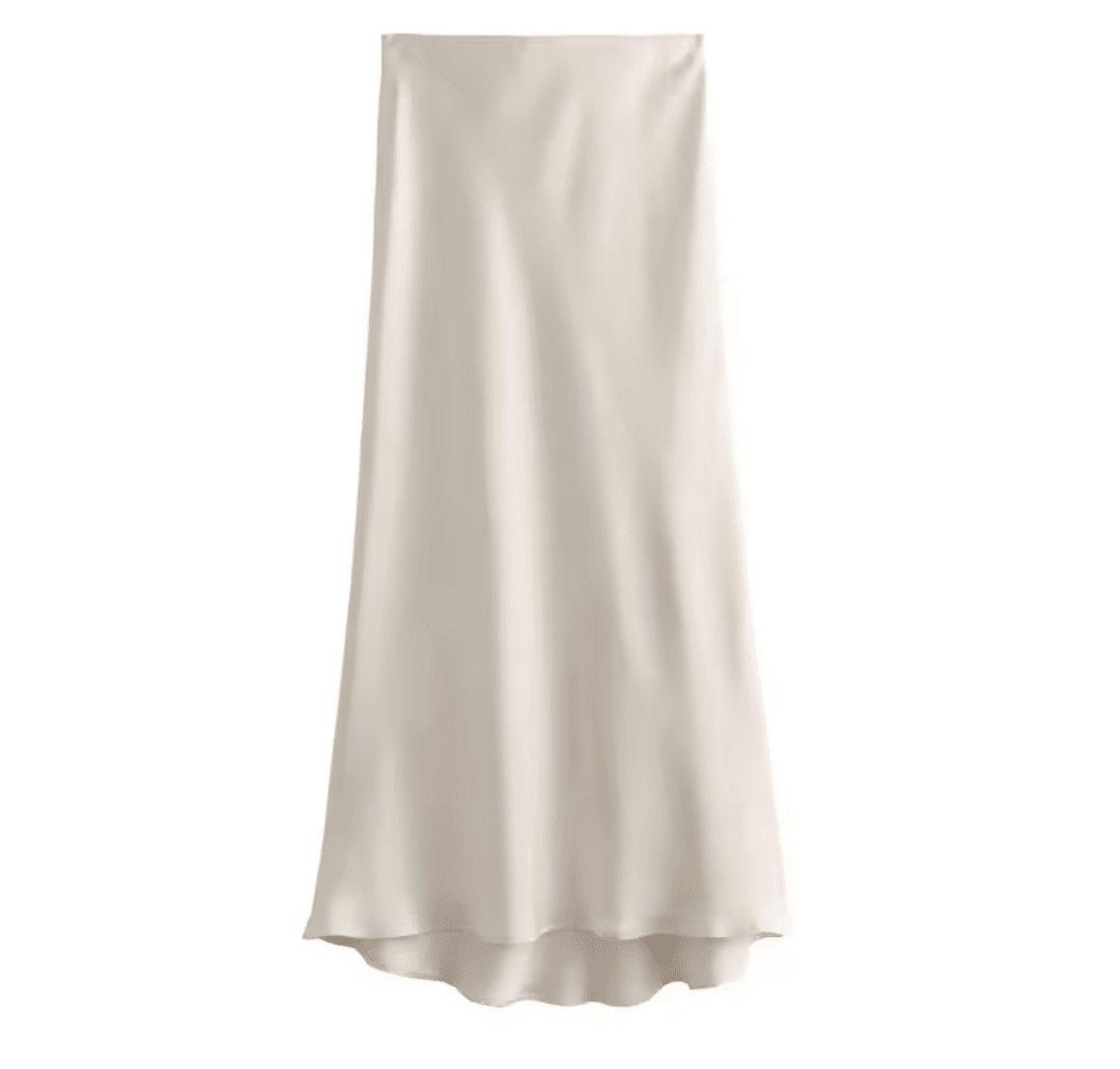 Women Satin High Waist Long Midi Skirt Skirts jehouze Beige XS (US2) 