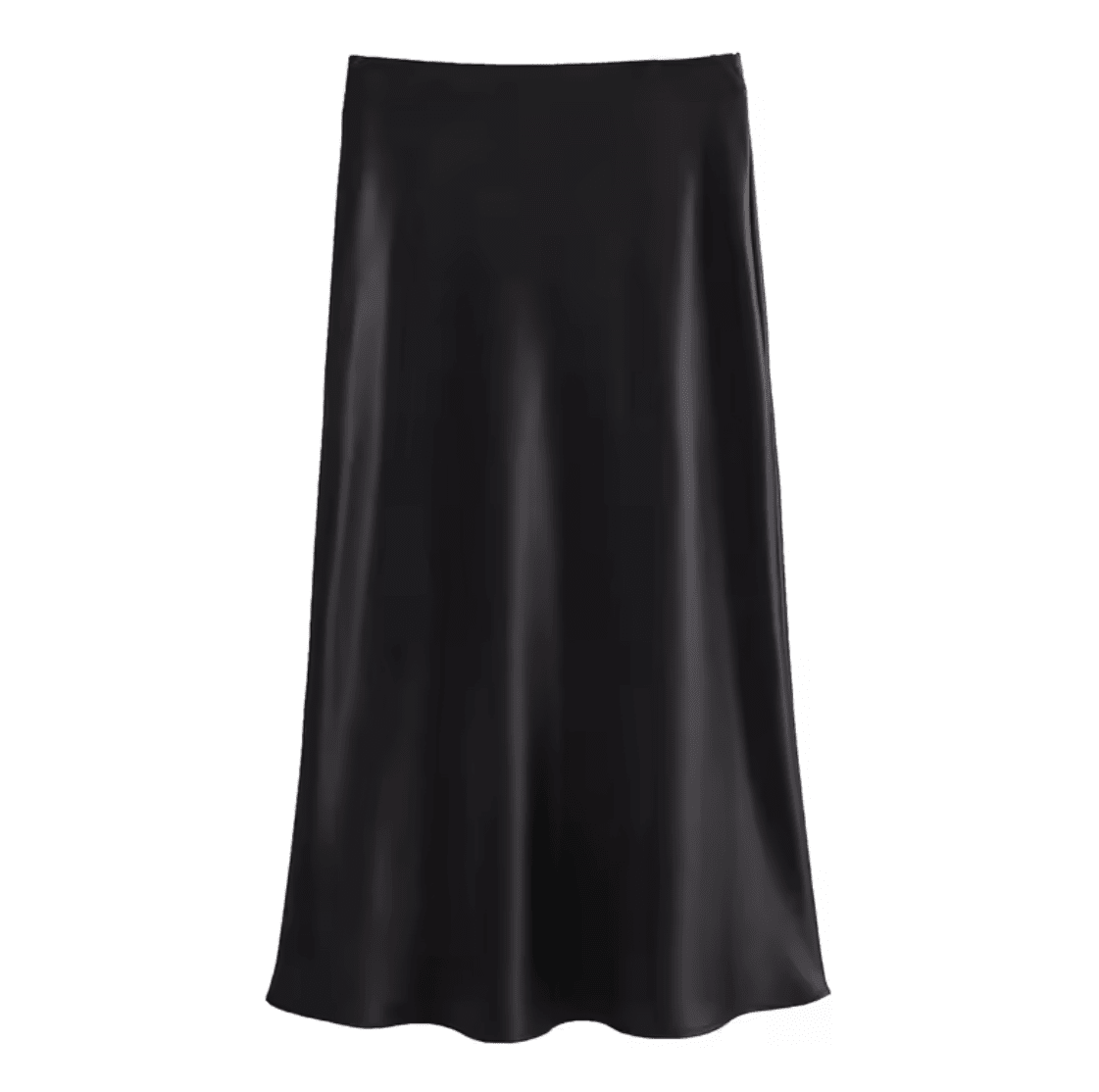 Women Satin High Waist Long Midi Skirt Skirts jehouze Black XS (US2) 
