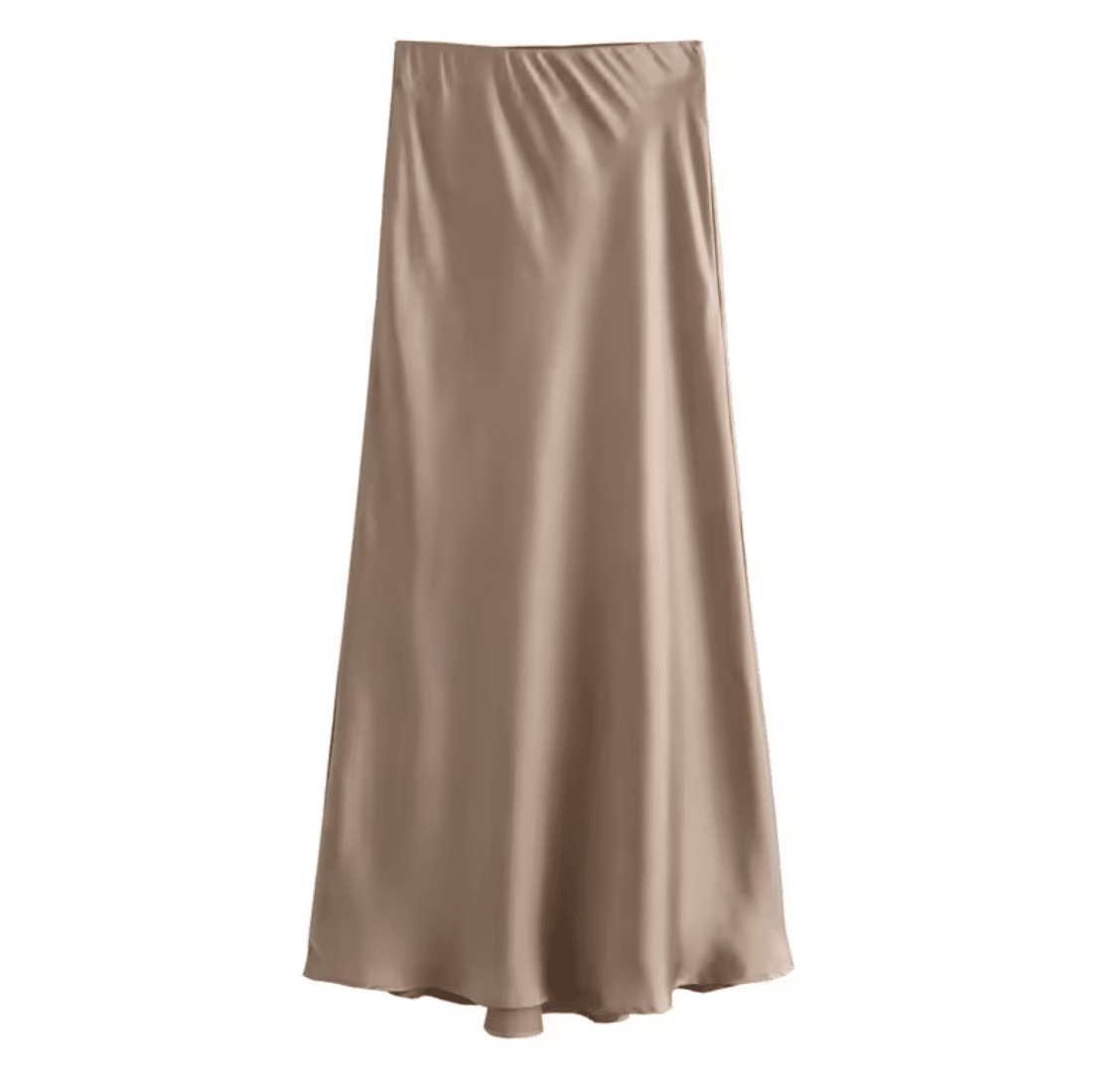 Women Satin High Waist Long Midi Skirt Skirts jehouze Khaki XS (US2) 