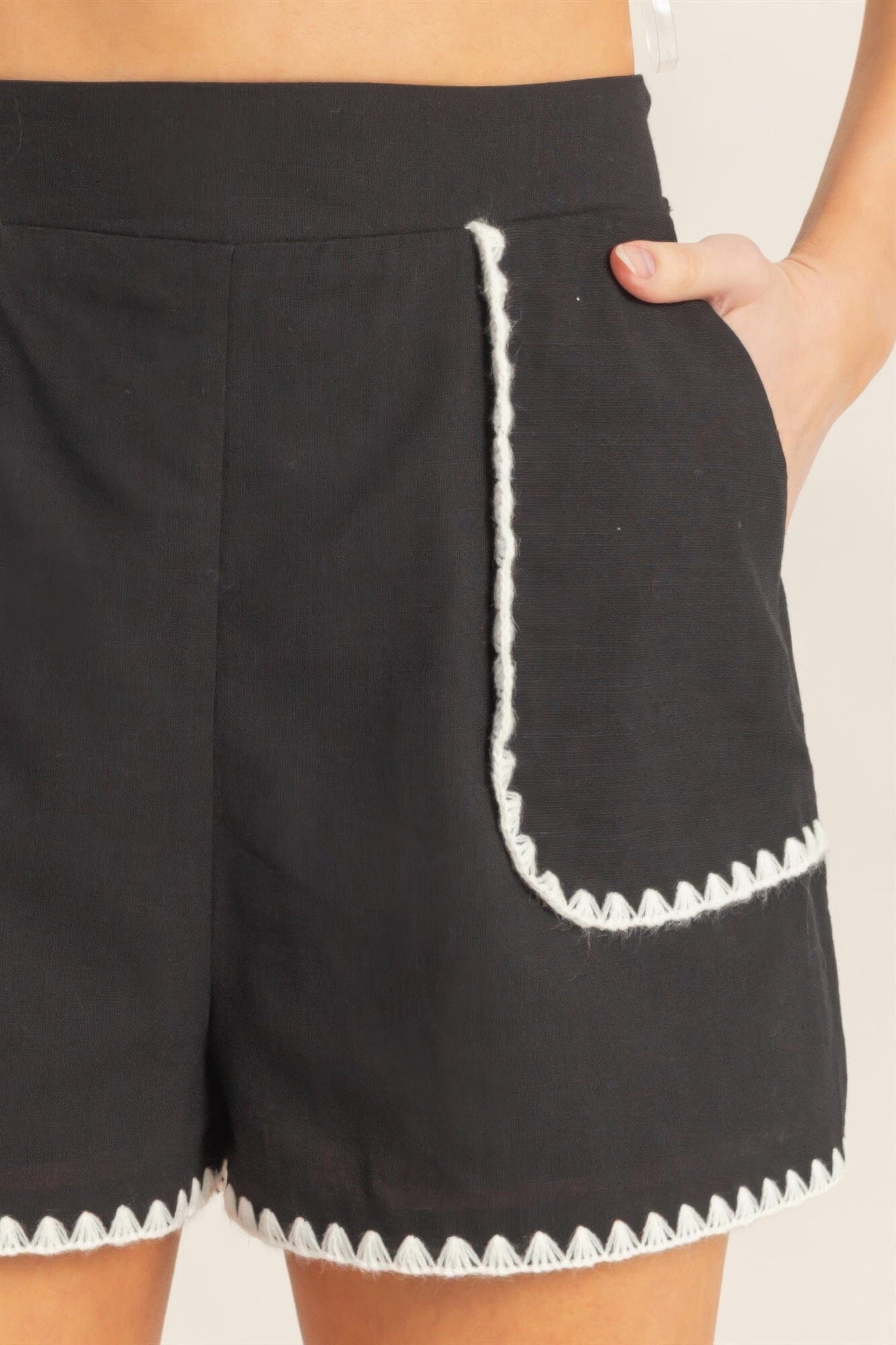 Women Scallop Trim High-waisted Shorts Shorts jehouze 