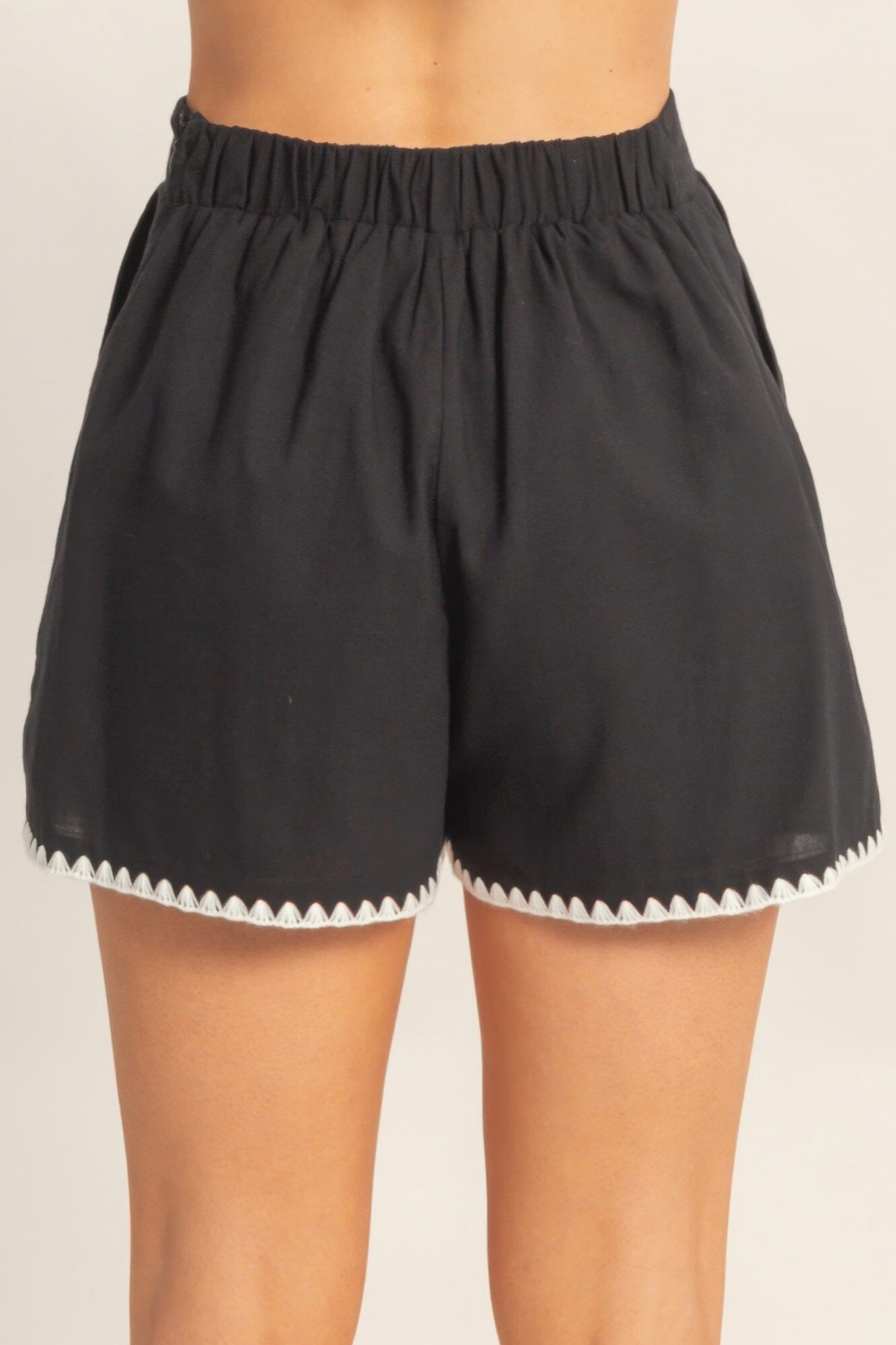 Women Scallop Trim High-waisted Shorts Shorts jehouze 
