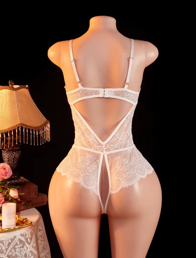 Women Sexy One Piece Deep V Teddy Floral Lace Babydoll Bodysuit Lingerie Lingerie jehouze 