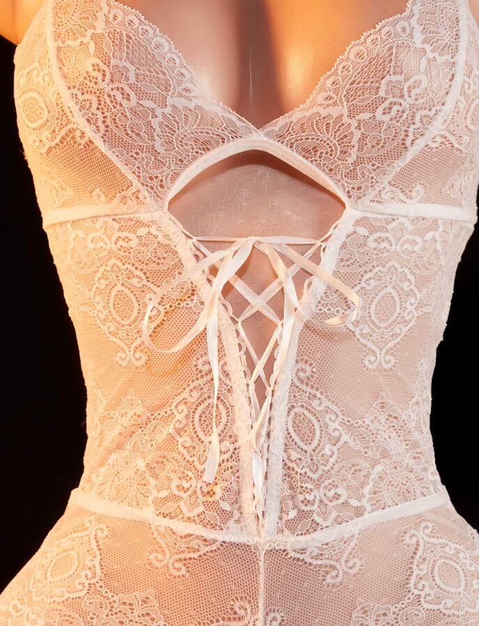 Women Sexy One Piece Deep V Teddy Floral Lace Babydoll Bodysuit Lingerie Lingerie jehouze 