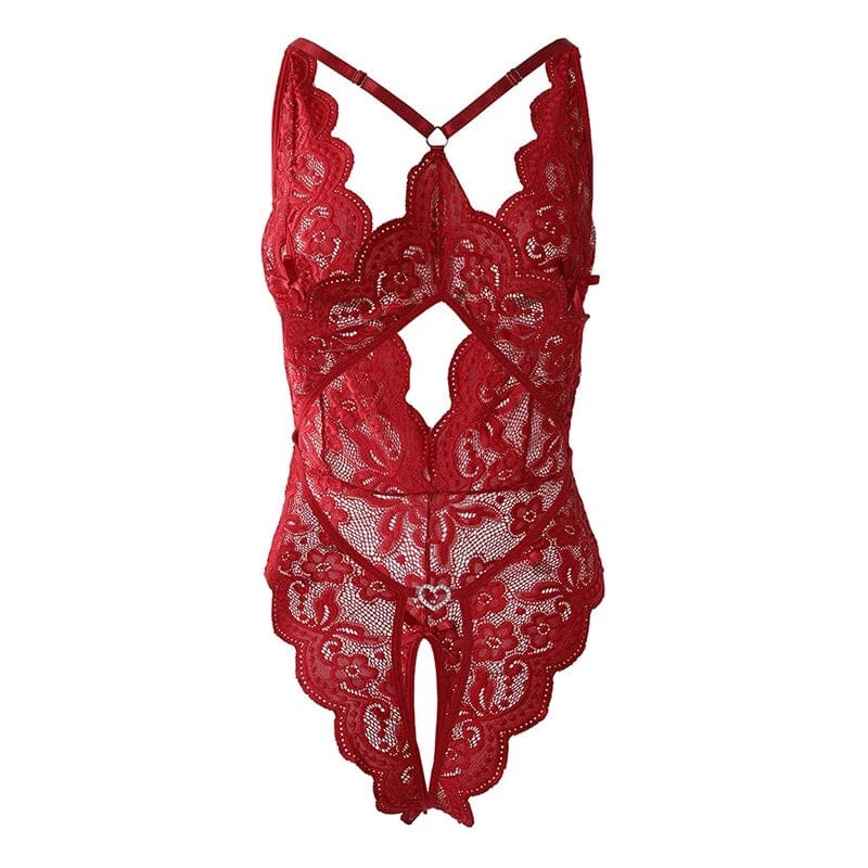 Women Sexy One Piece Deep V Teddy Floral Lace Bodysuit Babydoll Lingerie Lingerie jehouze 