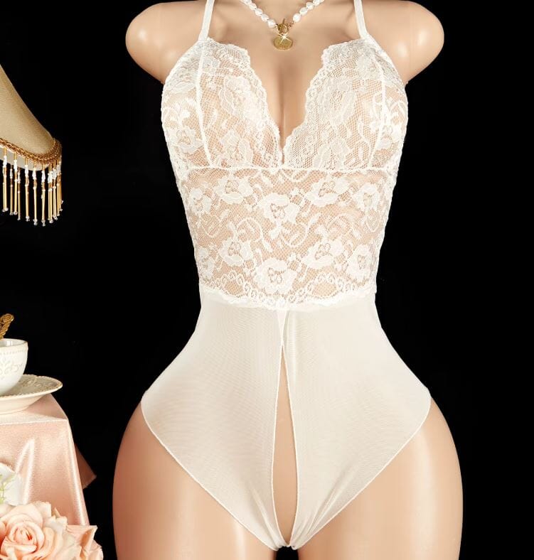 Women Sexy One Piece Deep V Teddy Floral Lace Bodysuit Lingerie Lingerie jehouze 