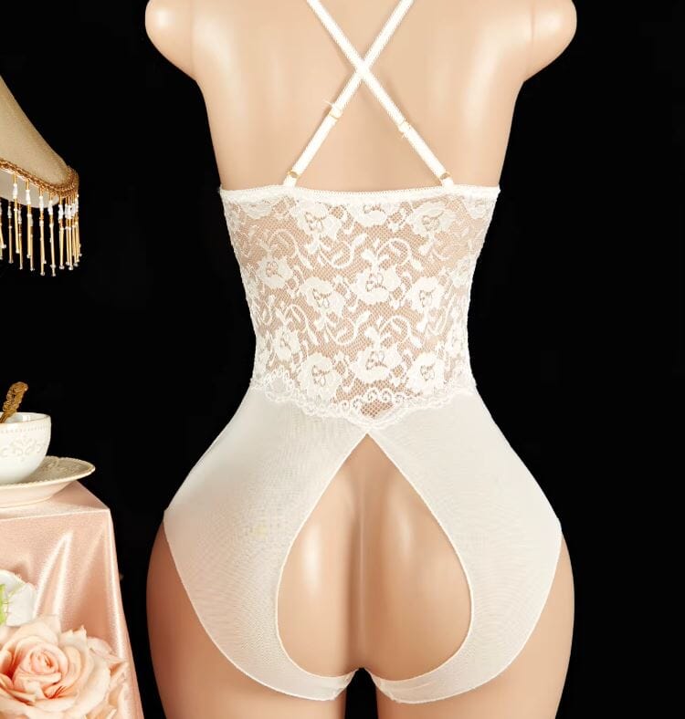Women Sexy One Piece Deep V Teddy Floral Lace Bodysuit Lingerie Lingerie jehouze 