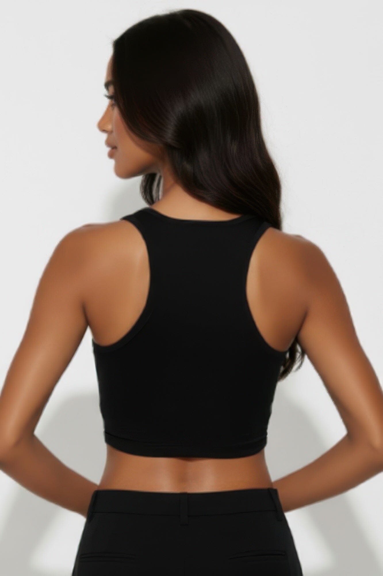 Women Sheer Mesh Panel Crop Tank Top Shirts & Tops jehouze 