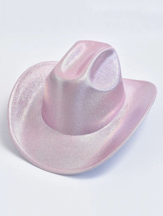Women Shiny Cowgirl Festival Party Wedding Metallic Hat Hat jehouze Pink 