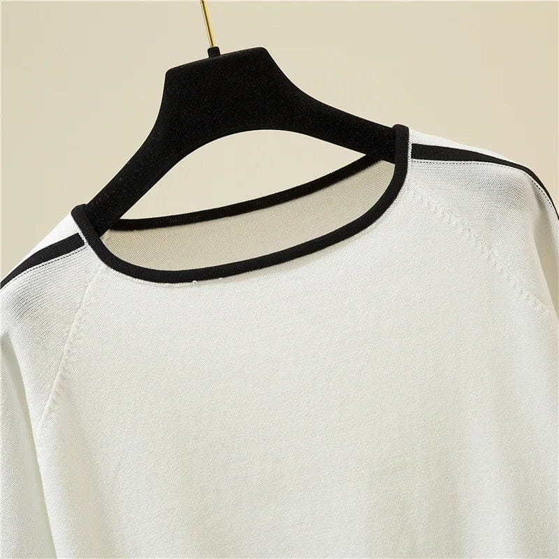 Women Short Sleeve Top Crew Neck Ribbed Knit Top Shirts & Tops jehouze 