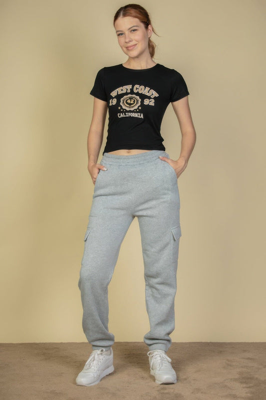Women Side Pocket Drawstring Waist Sweatpants Activewear jehouze 