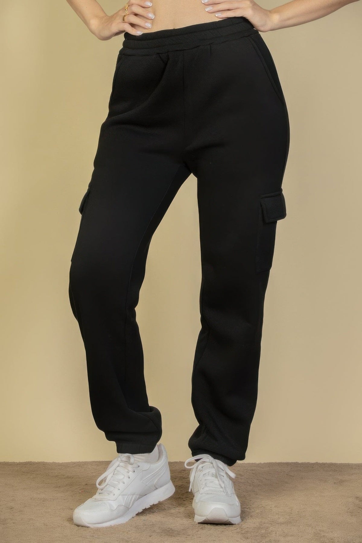 Women Side Pocket Drawstring Waist Sweatpants Activewear jehouze Black S 