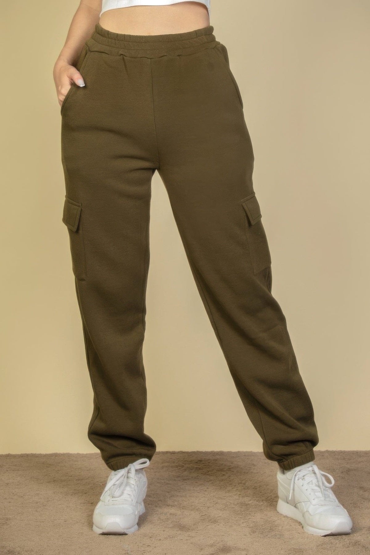 Women Side Pocket Drawstring Waist Sweatpants Activewear jehouze Olive S 