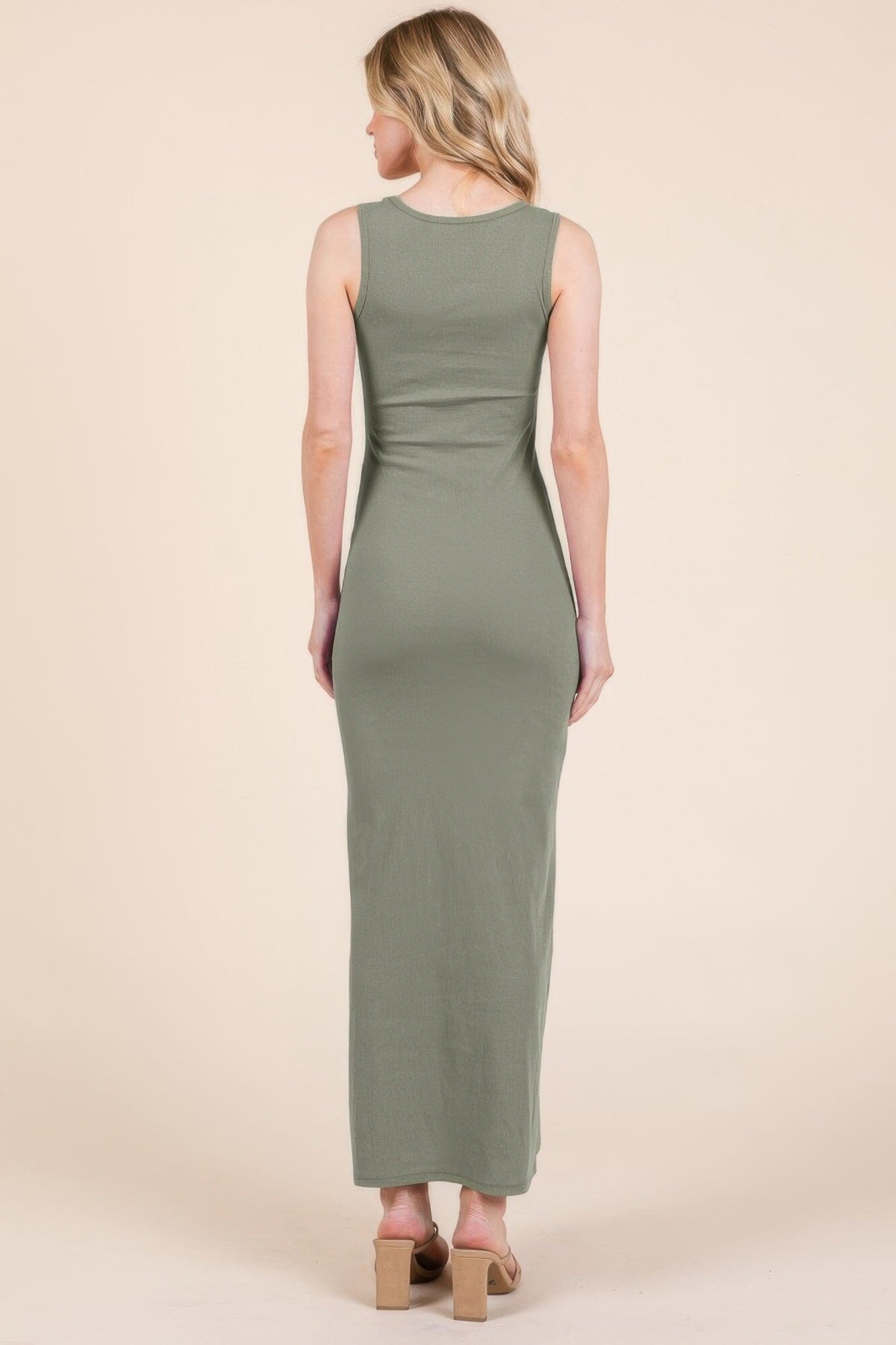 Women Sleeveless Rib Maxi Dress Dresses jehouze 