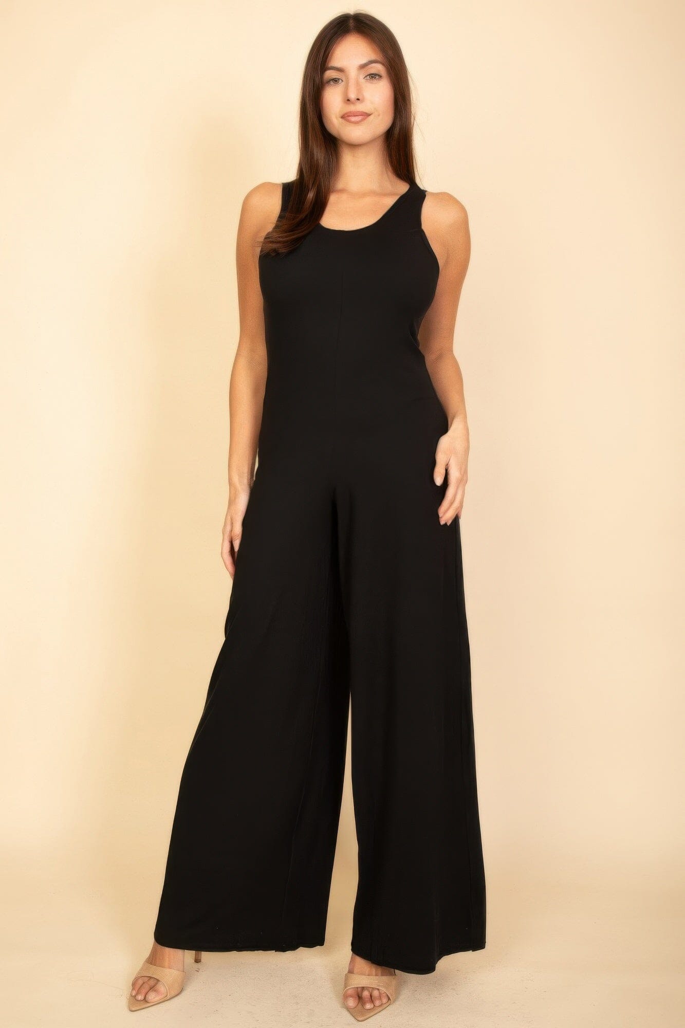 Women Sleeveless Tank Wide Leg Jumpsuit Jumpsuits & Rompers jehouze Black S 