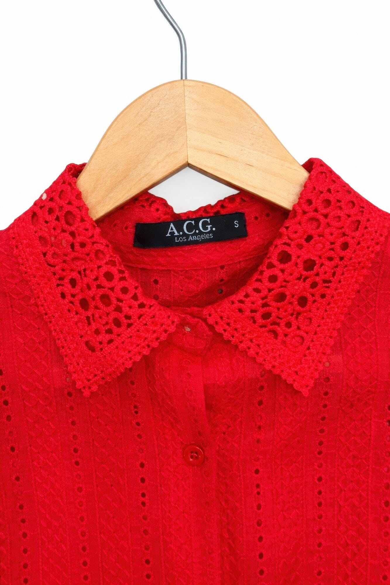 Women Sleeveless Timeless Cotton Eyelet Lace Button-front Blouse Shirts & Tops jehouze 