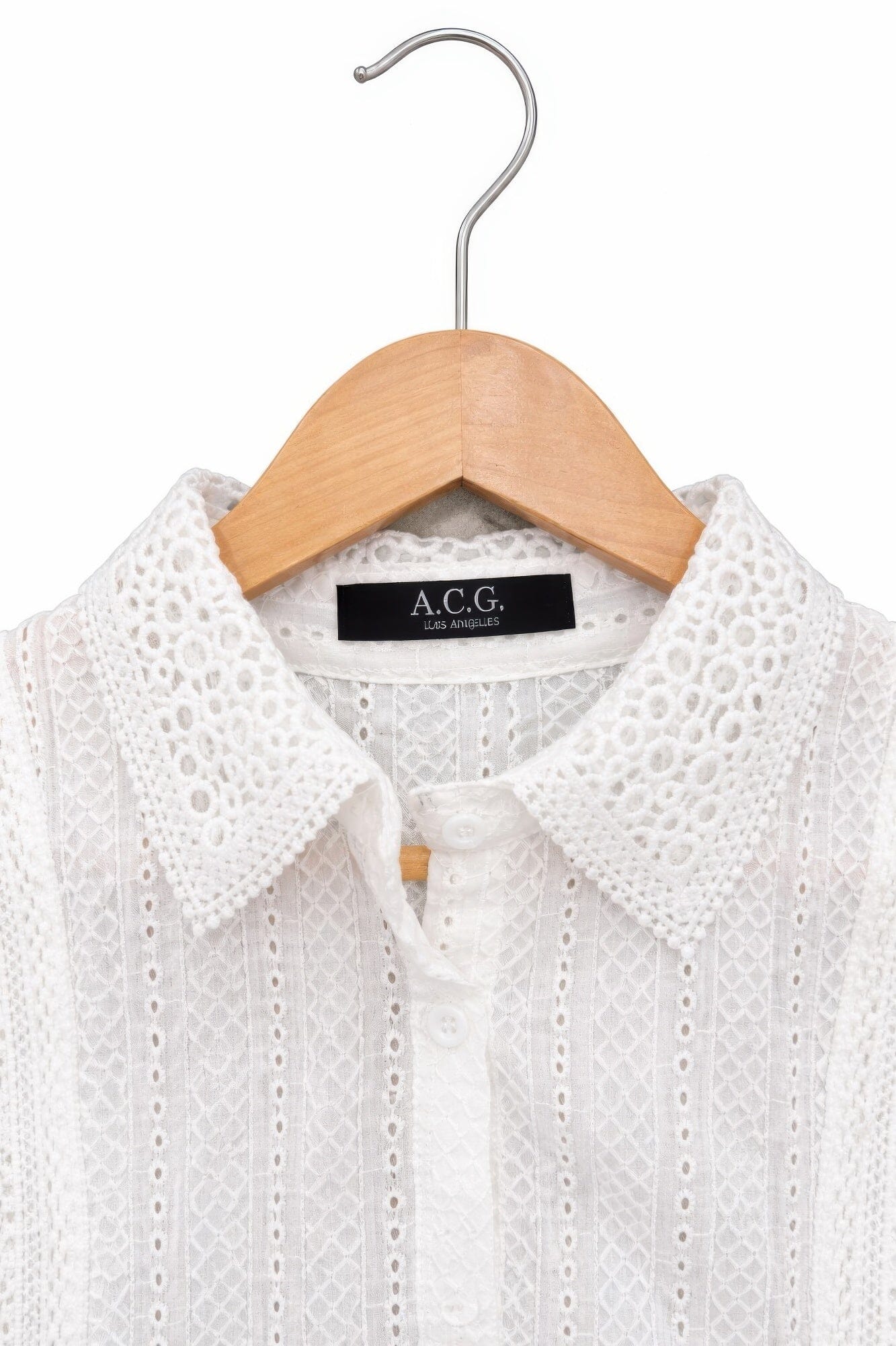 Women Sleeveless Timeless Cotton Eyelet Lace Button-front Blouse Shirts & Tops jehouze 