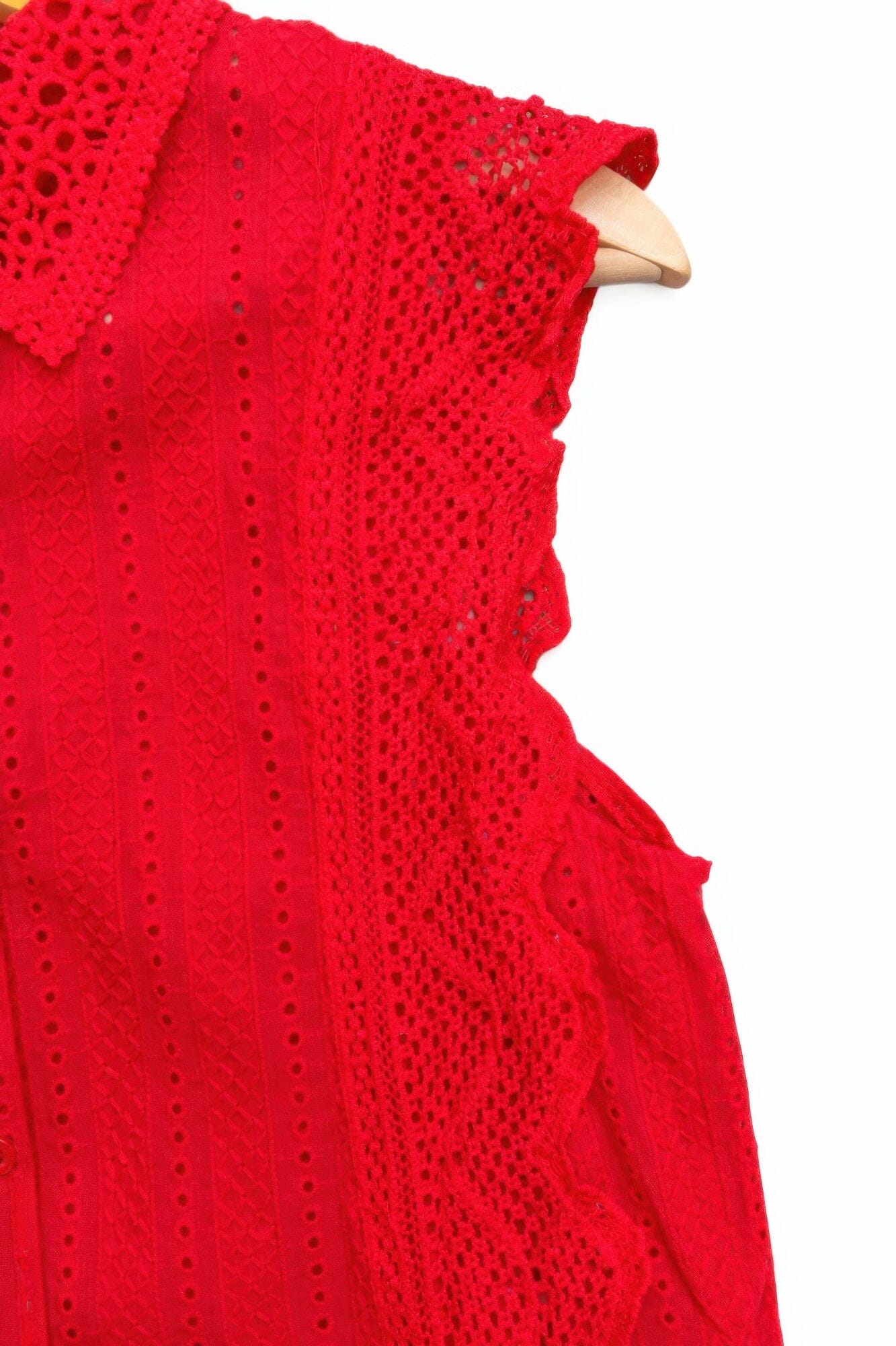 Women Sleeveless Timeless Cotton Eyelet Lace Button-front Blouse Shirts & Tops jehouze 