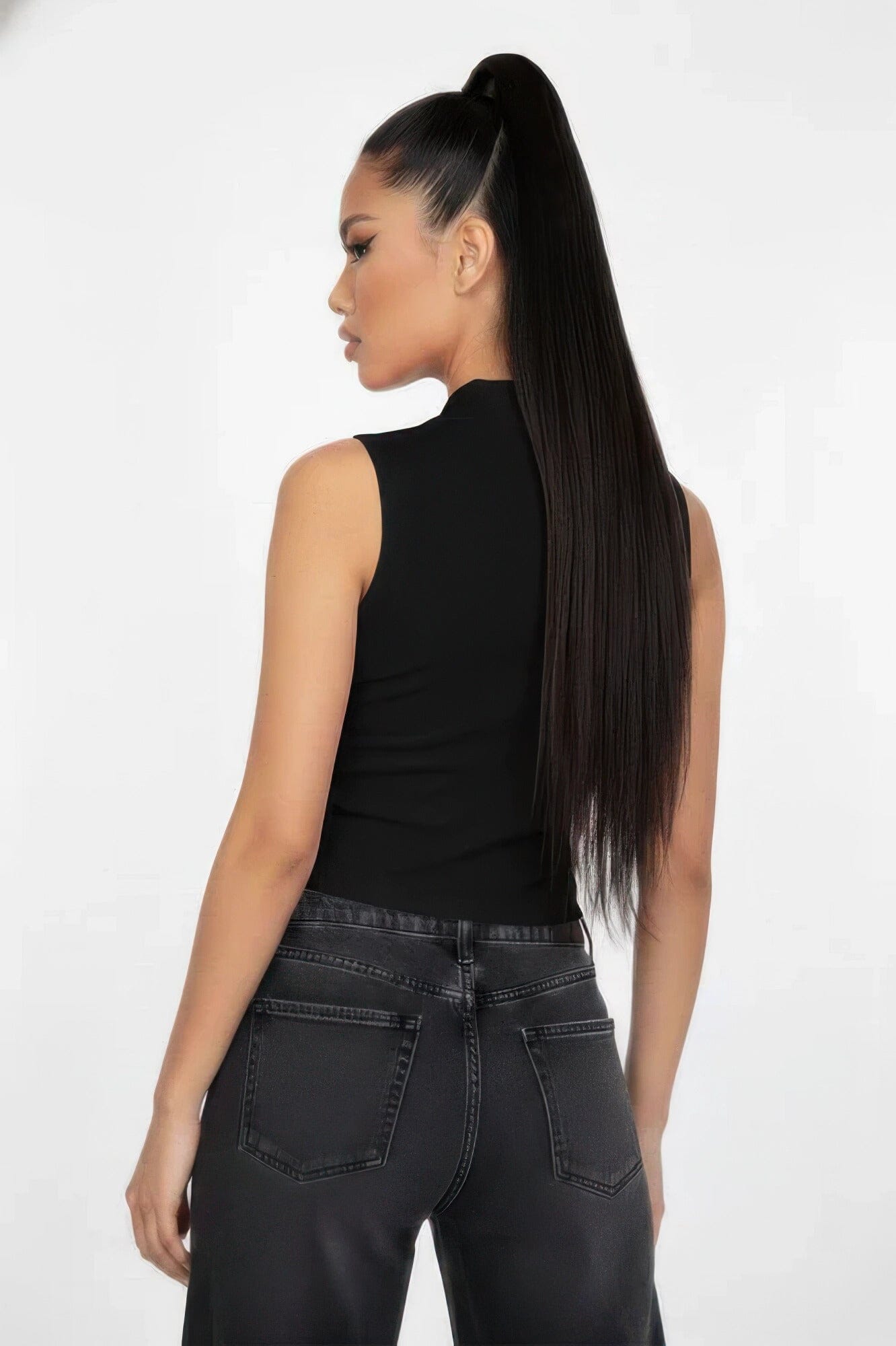 Women Slim-fit Sleeveless Polo Collar Crop Top Shirts & Tops jehouze 