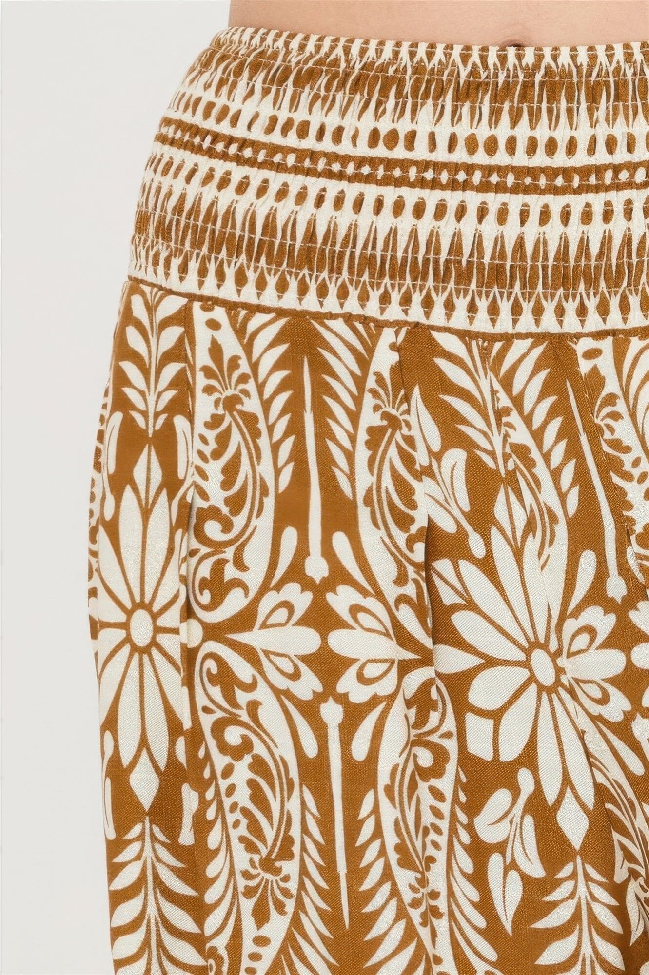 Women Smocked Waist Floral Pants Pants jehouze 