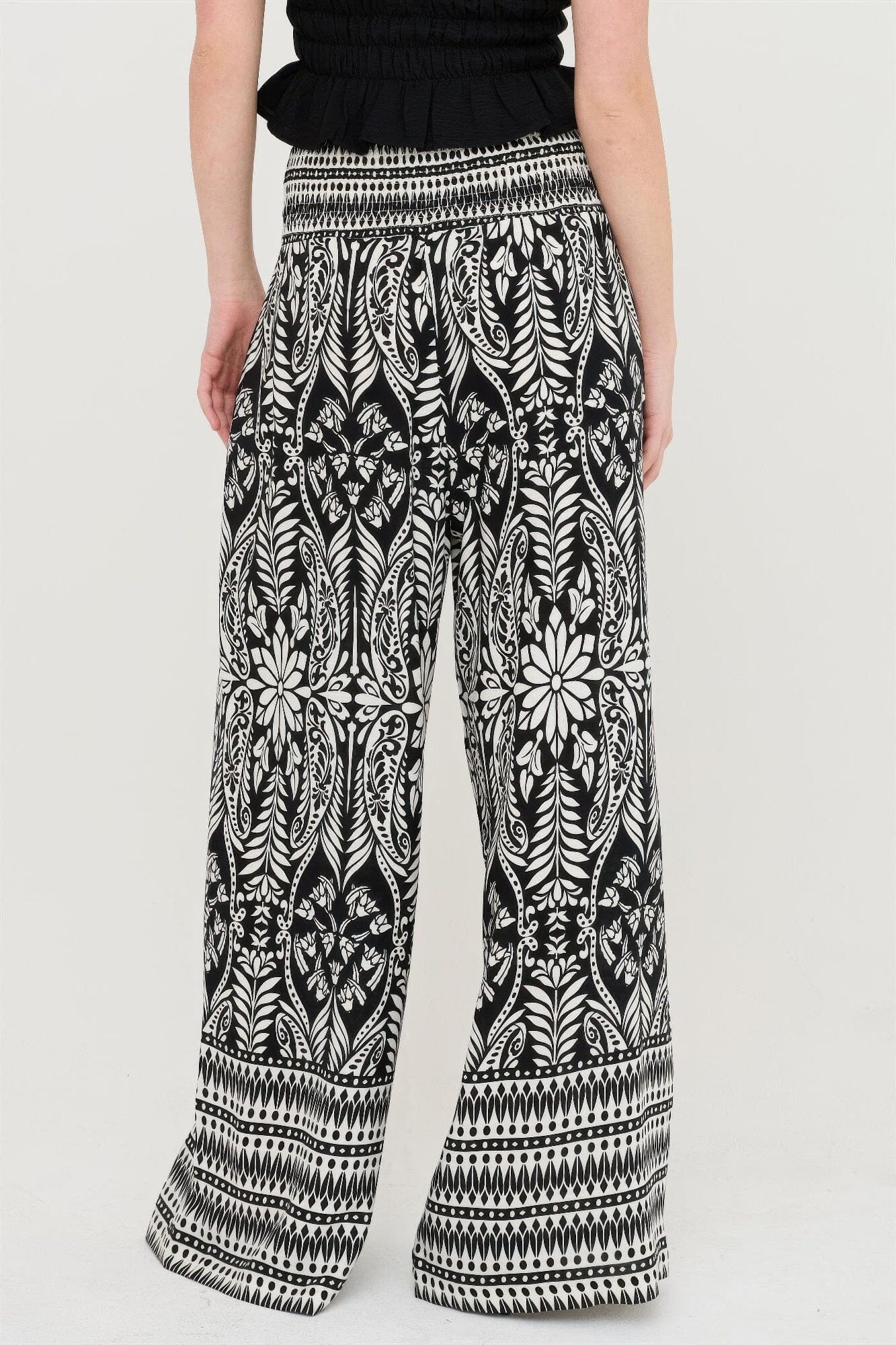 Women Smocked Waist Floral Pants Pants jehouze 