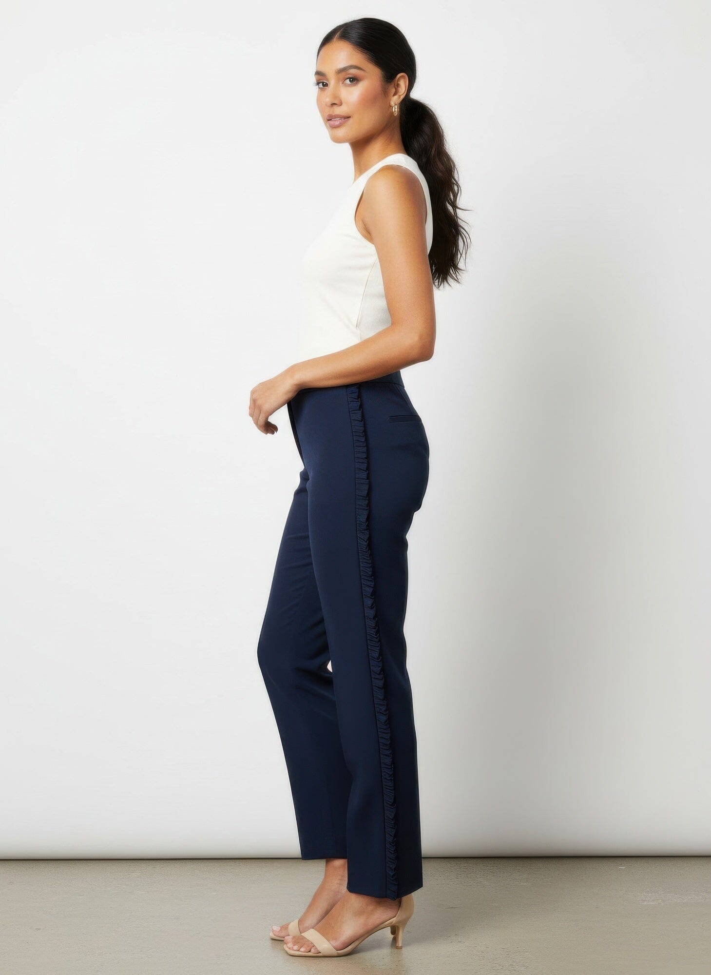 Women Solid Ankle Pants Pants jehouze Navy blue 6 