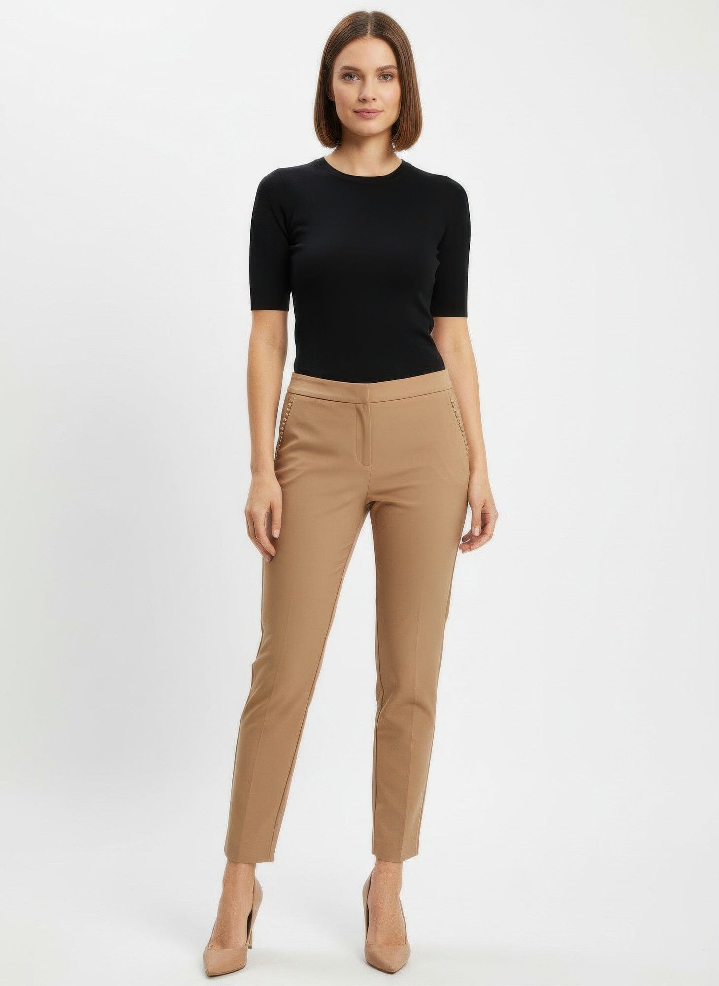 Women Solid Ankle Pants Pants jehouze Tobacco 6 