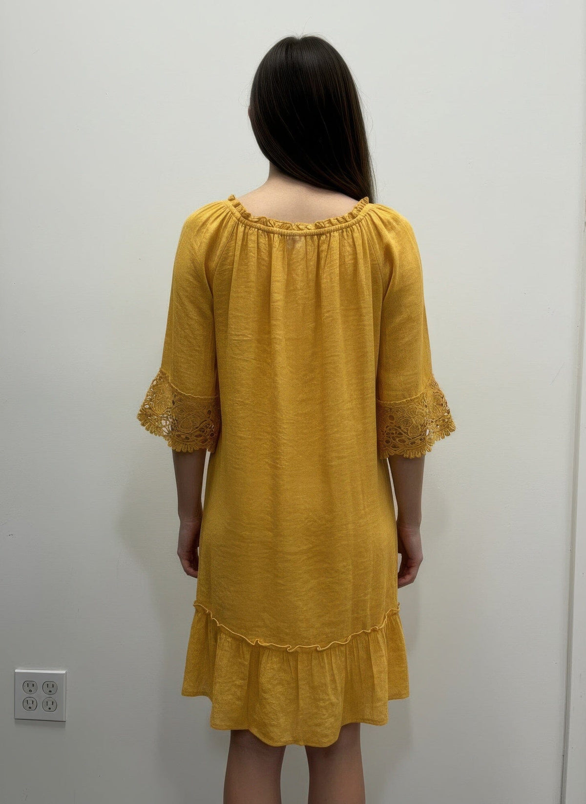 Women Solid Elbow Sleeve Dress Dresses jehouze 