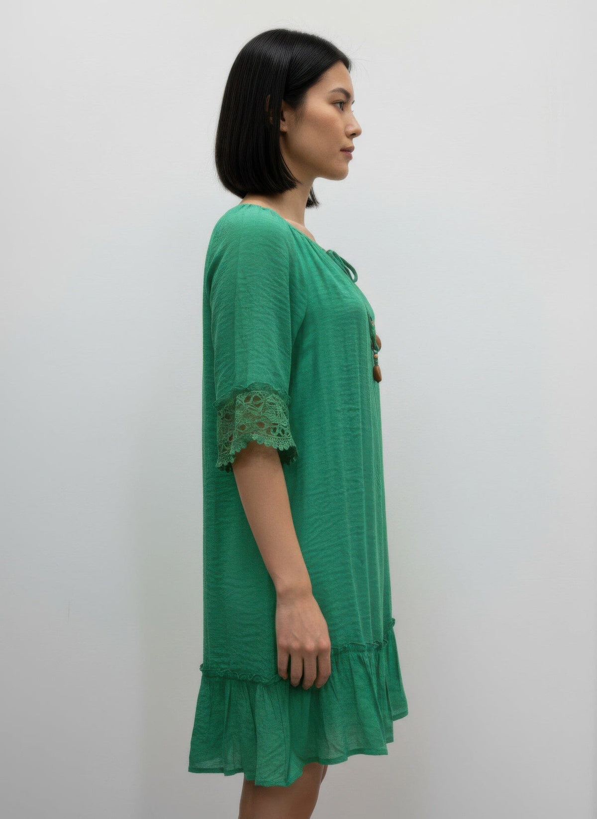 Women Solid Elbow Sleeve Dress Dresses jehouze 