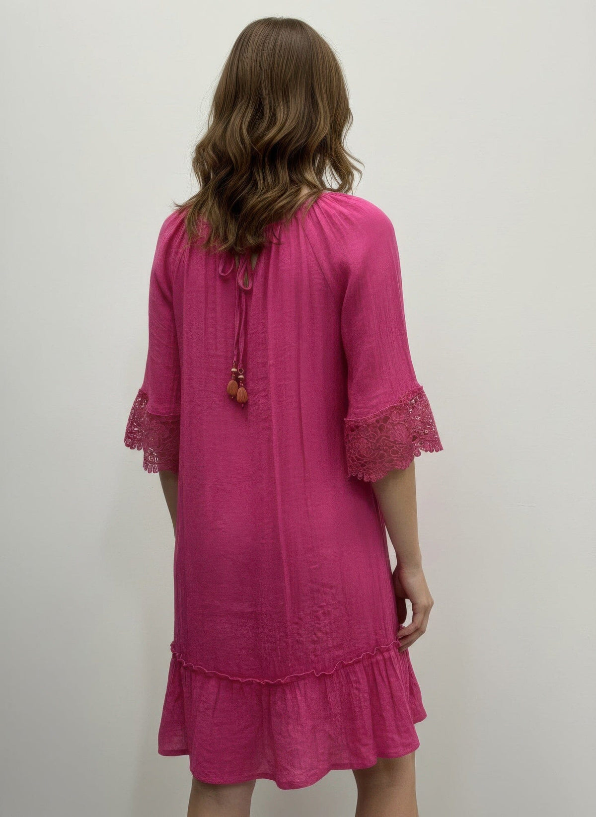 Women Solid Elbow Sleeve Dress Dresses jehouze 