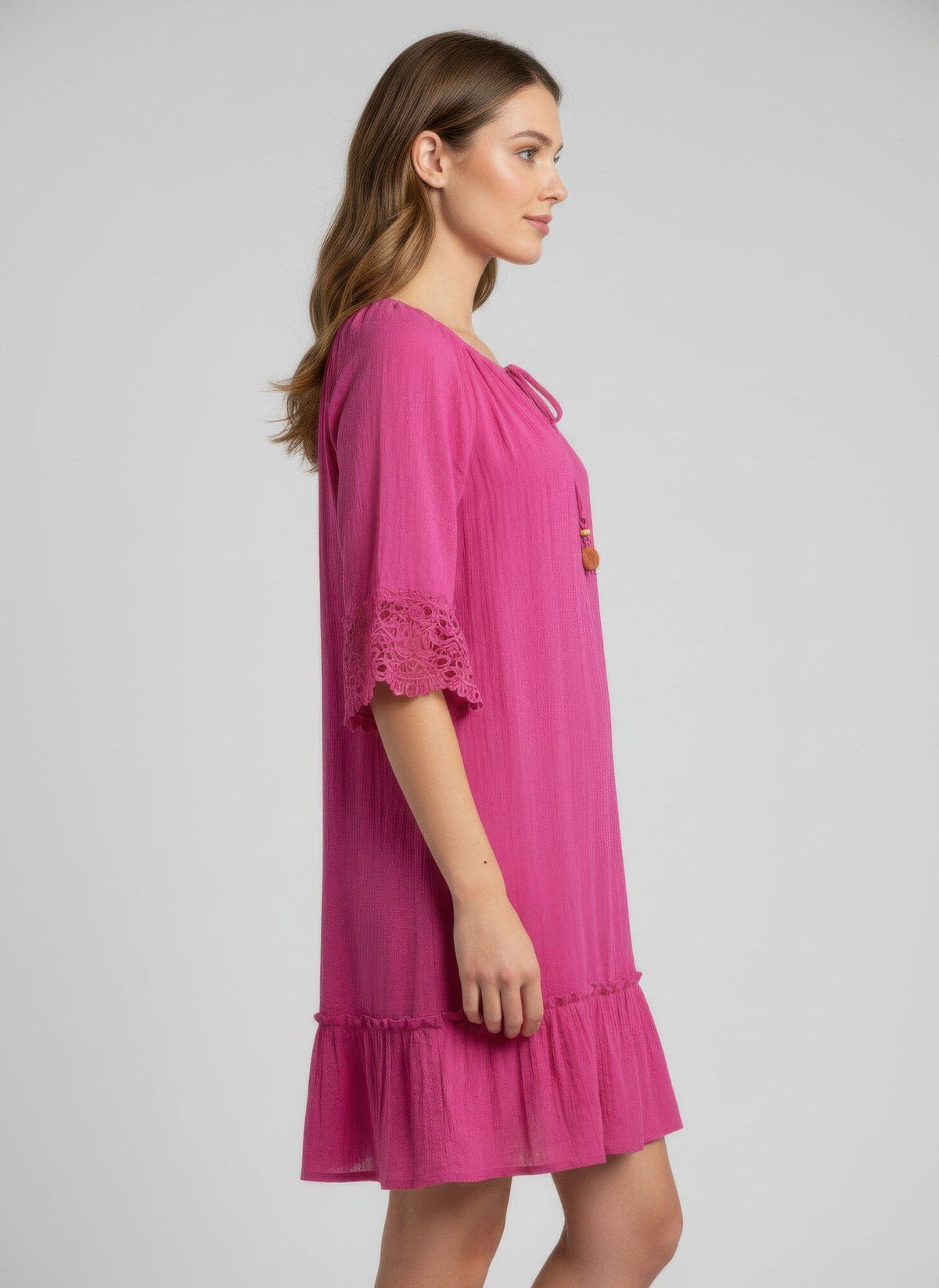 Women Solid Elbow Sleeve Dress Dresses jehouze 